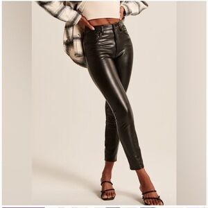 A&F Ultra High Rise Super Skinny Ankle Black Faux Leather Pants